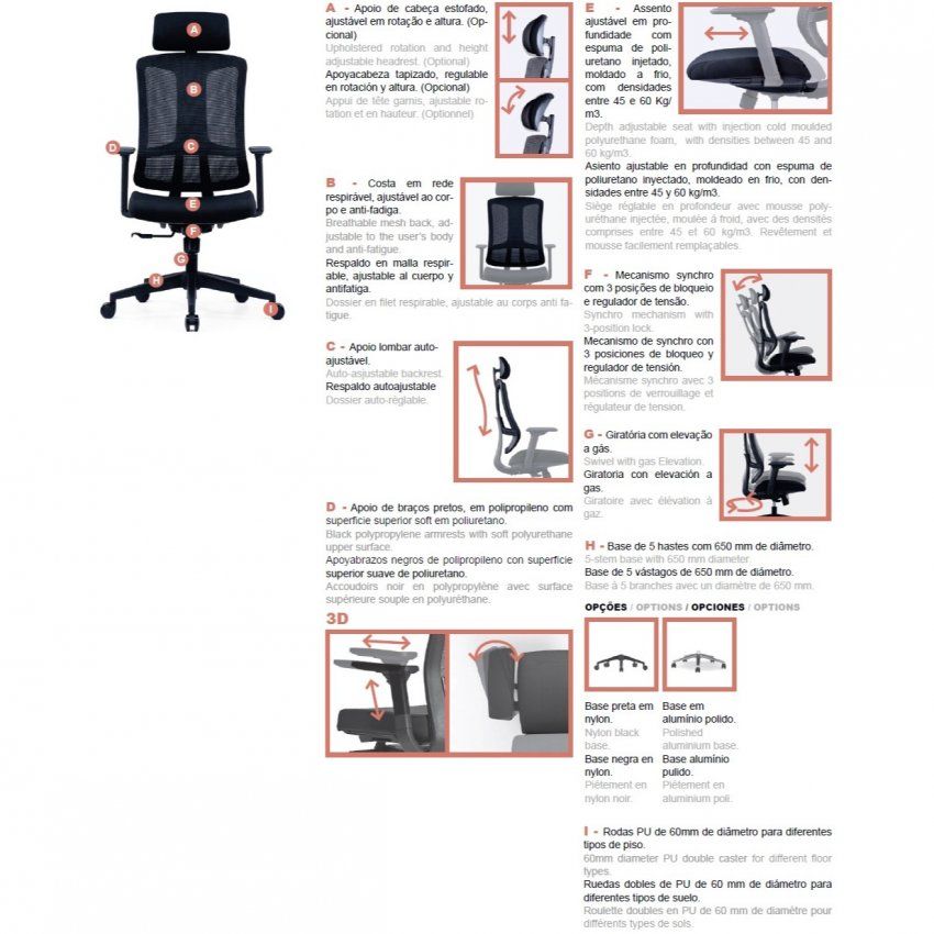 Silla trabajo ergonómica Andrín 03